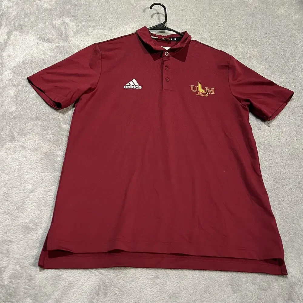 Louisiana Monroe ULM Warhawks Polo Shirt Mens Medium Maroon NCAA Adidas
